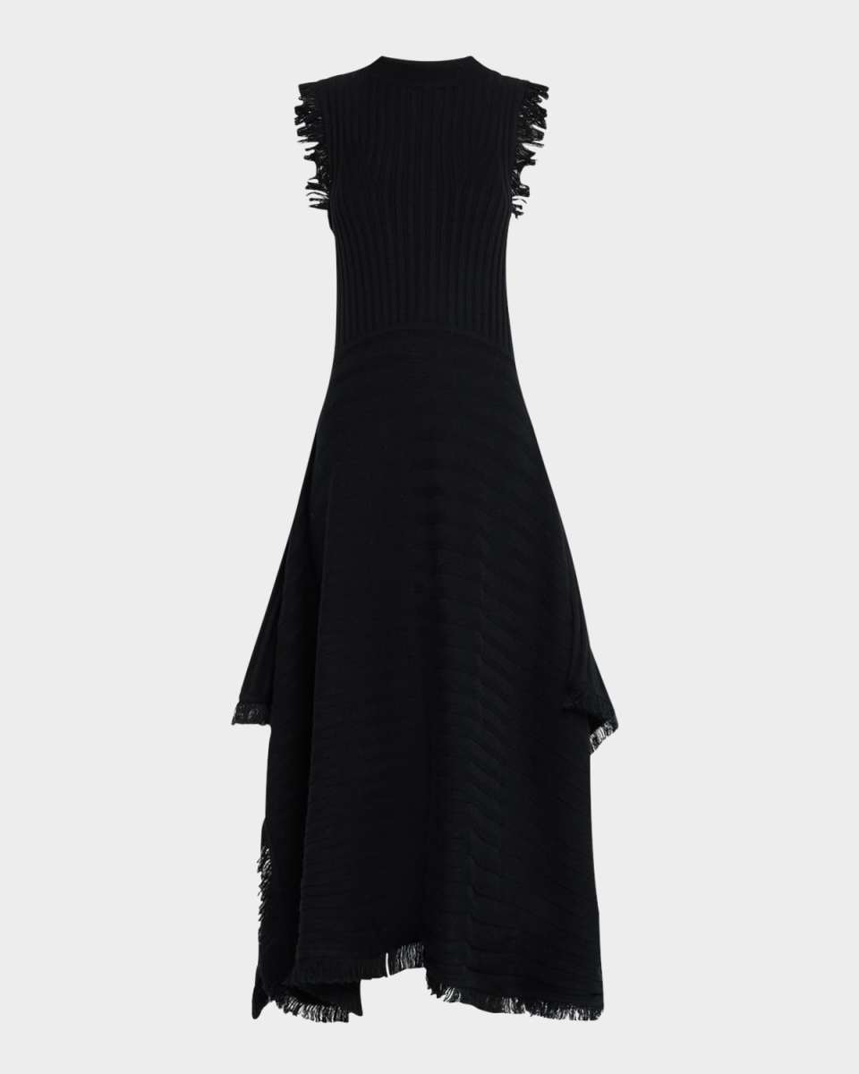 Hanna Ribbed Fringe-Trim Maxi Dress